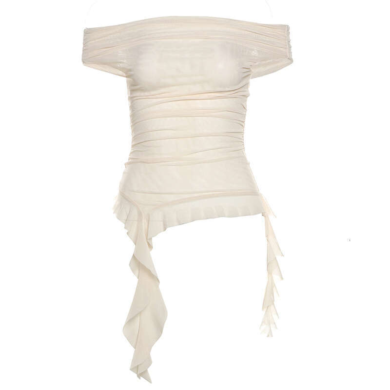 2024 Summer New Women's Solid Color Slim Street Fashion Off-Shoulder Sexy Backless Top 37e