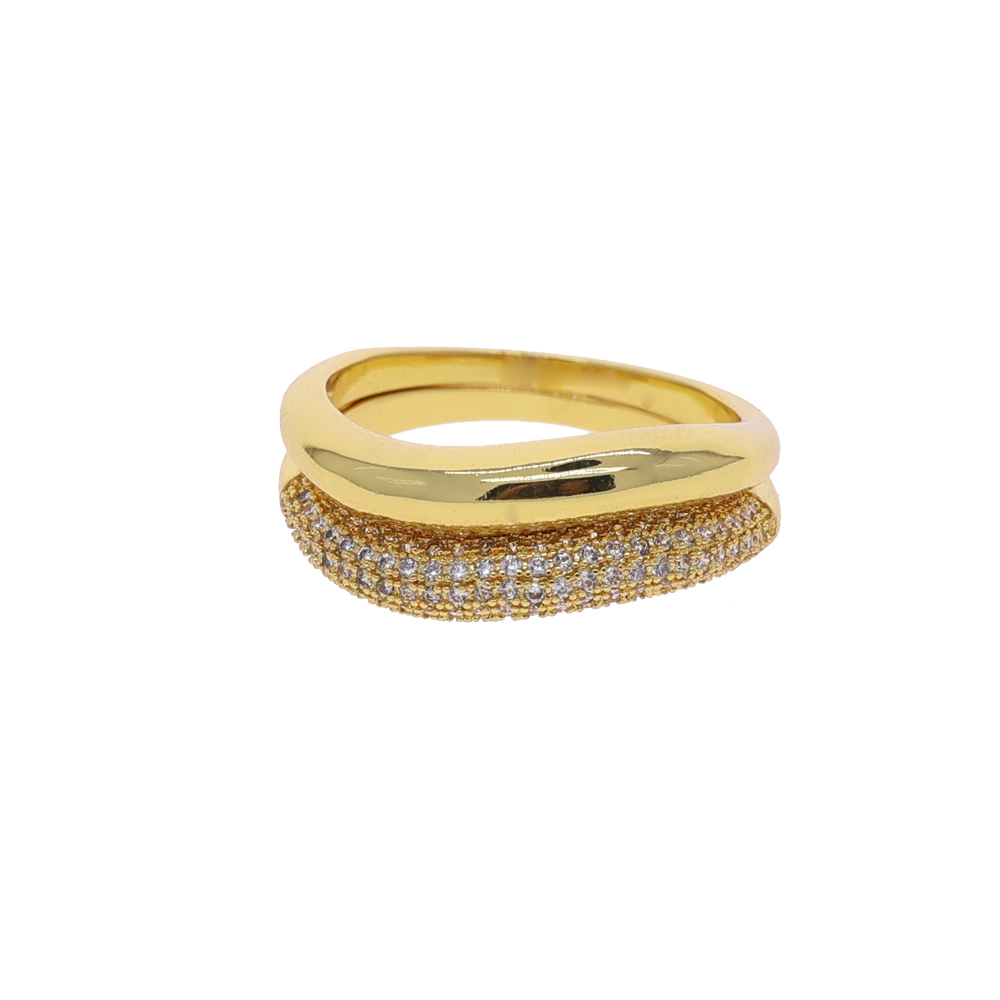 2025 New Arrivals Gold Color Multi Layer Geometric Ring Set Pave Bling Cubic Zirconia For Women Girl's Fashion Wedding Finger Jewelry