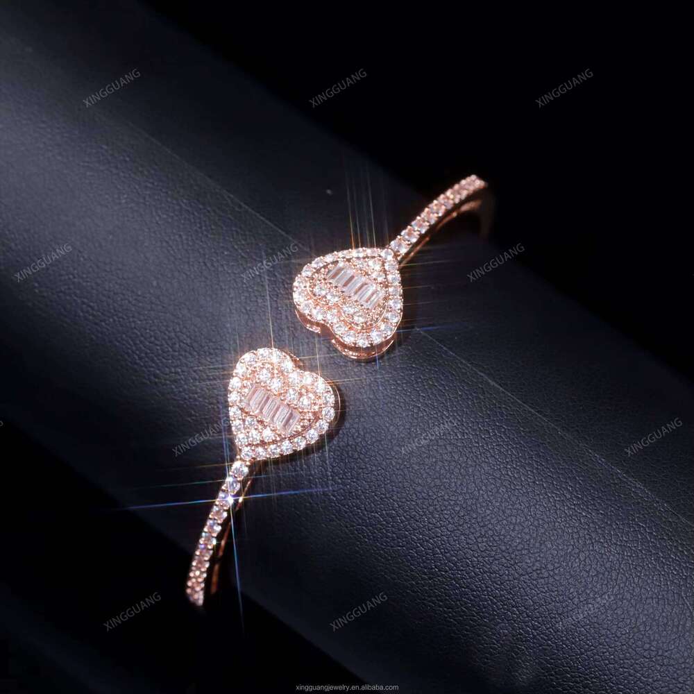 XG Pass Dia Tester Iced Out Cuban Bangles Sier Plated Gold Vvs Moissanite Bracelets for Men