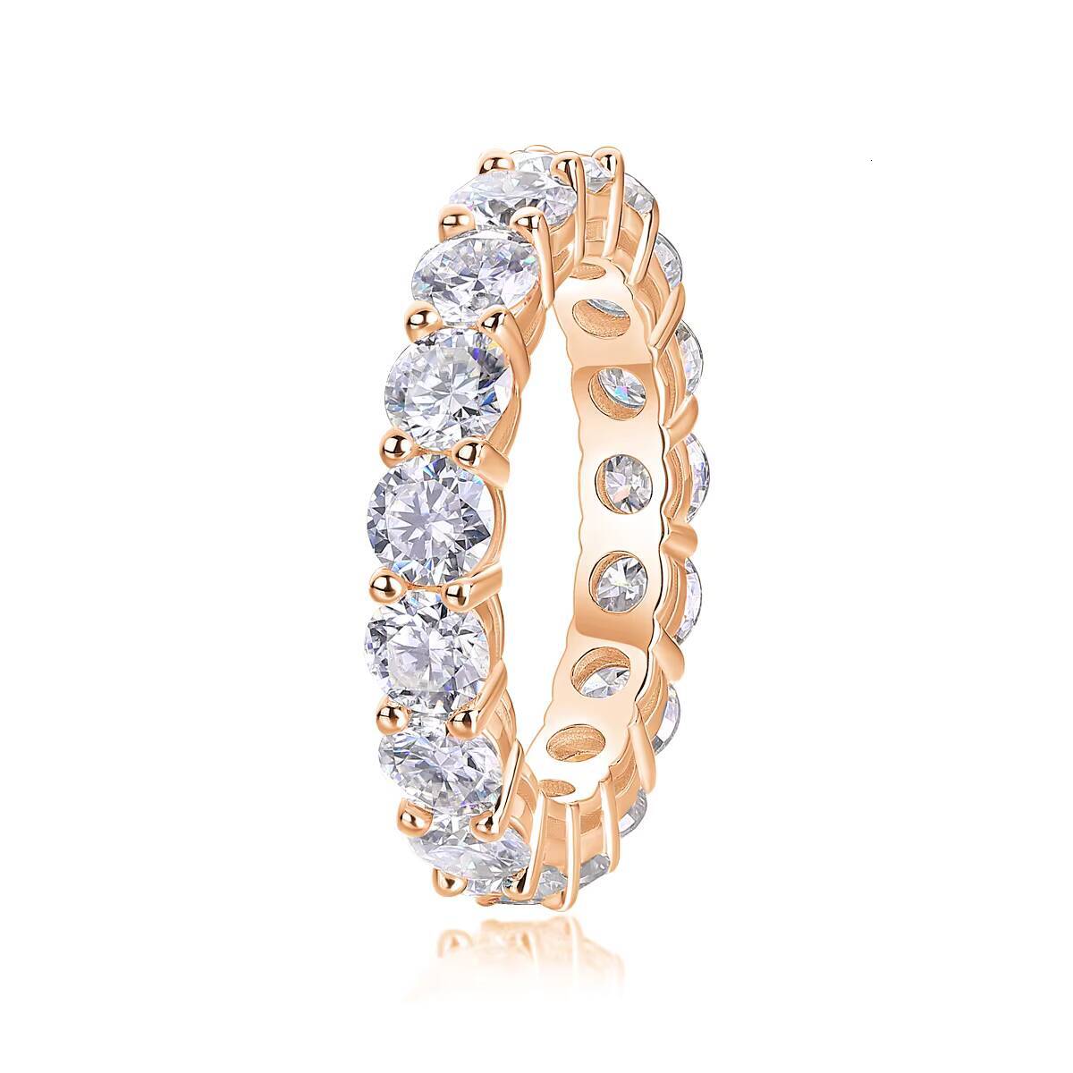 Womens 18-karat Gold 925 Sterling Silver Ring 12969 Waterproof Engagement Moissanite Handcrafted Jewelry with Full Line Ring