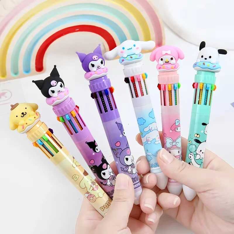 Sanrio Sanrio Kuromi Ballpoint Pen 36pcs 10-Color Marker Hello Kitty 0.7mm School Stationery Graffiti Drawing Writing Instrument w250725