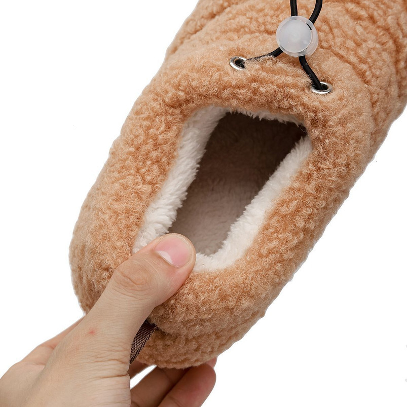 New Autumn Winter Slippers Couple Indoor Home Use with Heel Cover, Fleece Lined, Warm Elastic Strap Maternity Cotton Shoes