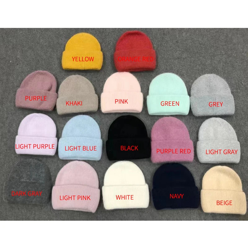 Rabbit Fur Hat Winter Warm Beanies For Women Fashion Cute With Decorate Rhinestone Cap Female Casual Knitted Hats 250724