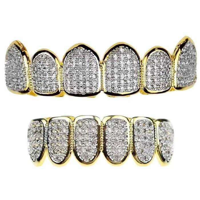 Grillz Diamonds Hip Hop Iced Out Top Bottom Moissanite Teeth Decoration 925 Silver Teeth Grillz