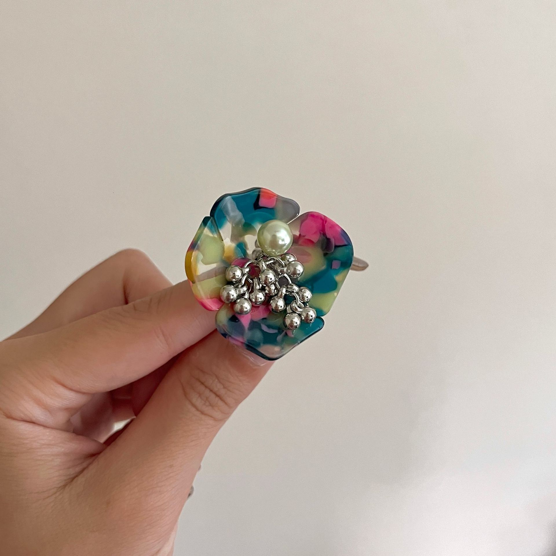 New Chinese Style Designer Jewelry Punk Spring Series Flower Cuban Chain Necklace Handmade Beaded Elastic Rope Shell Luxury Jewelry Sweet Cool Ring