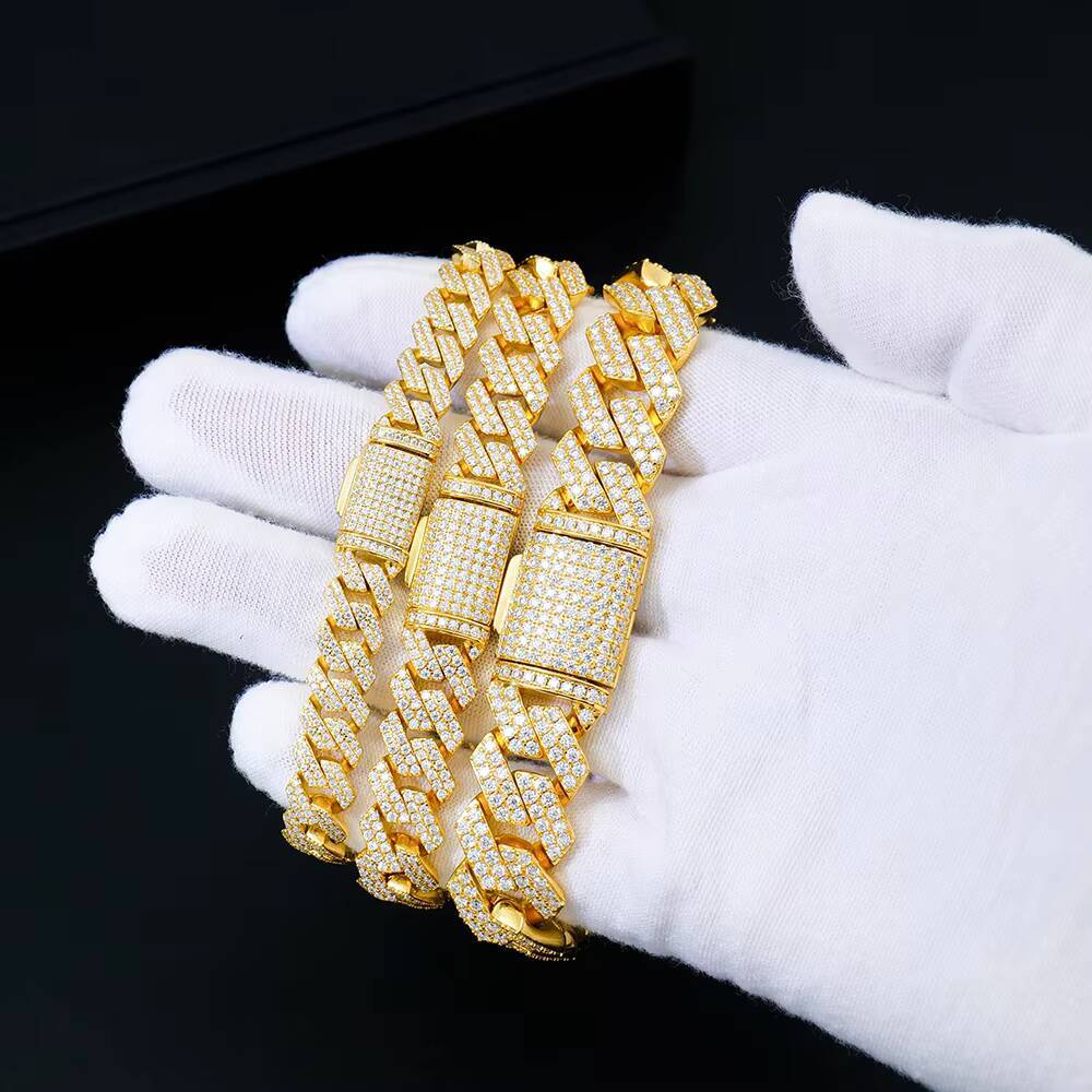 10mm Iced Out Cuban Link 925 Sterling Silver VVS Moissanite Hip Hop Bracelet Bangle Fashionable Jewelry with GRA Certificate