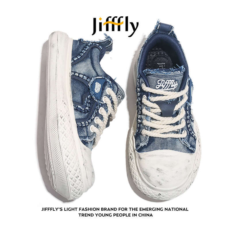 Jifffly Canvas Shoes for Men 2025 Summer New Trend Thick Sole Height Increasing Casual Versatile Low-top Sneakers