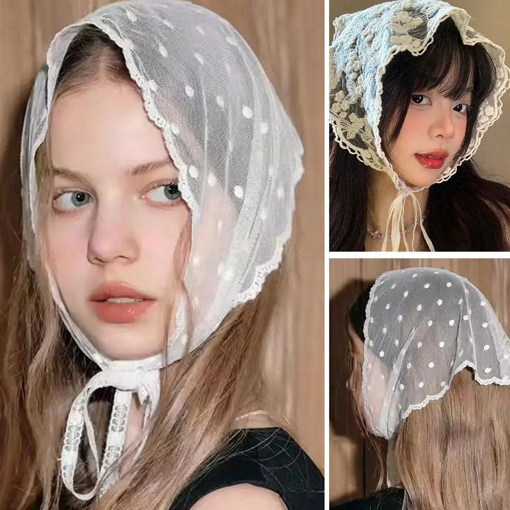 Lace Triangular Scarf Hair Band Headscarf Veil Belt Ribbon Edited Hair Band Accessories Korean Girl Women Kerchief 250723