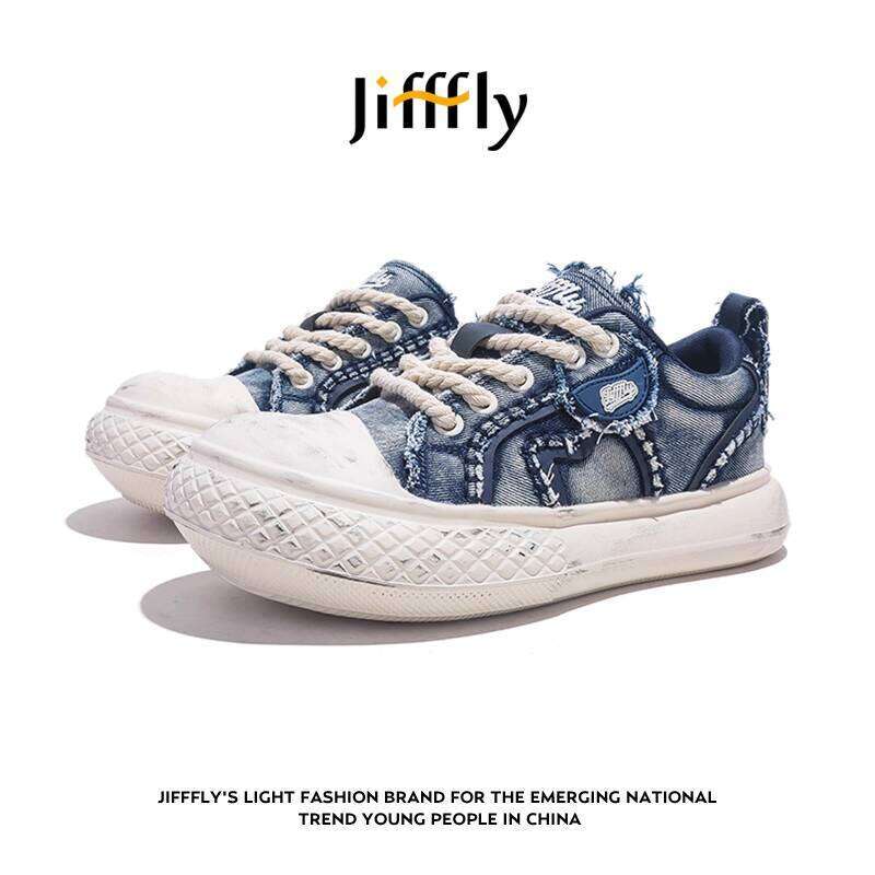 Jifffly Canvas Shoes for Men 2025 Summer New Trend Thick Sole Height Increasing Casual Versatile Low-top Sneakers