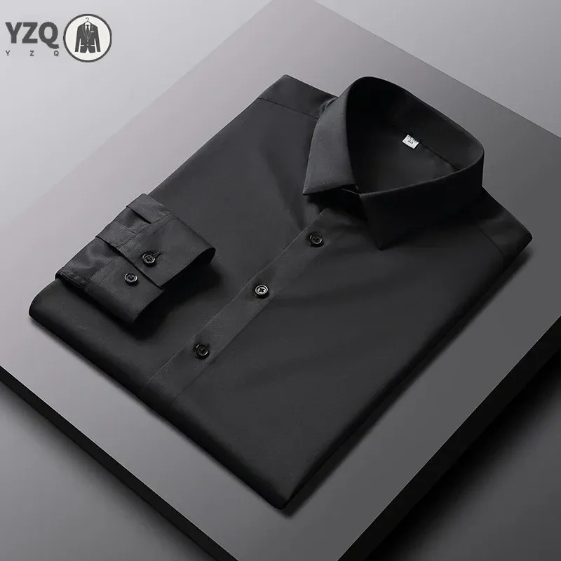 Mens Casual and Fashionable Long Sleeved Solid Color Shirt Non Ironing Wrinkle Resistant Business Top 250725