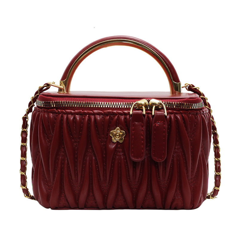 Luxury Brand Designer Bag 2025 Spring Diamond Embroidery Thread Pleated Small Square Bag Ins Style European And American Bags Handheld Chain Box Bag S