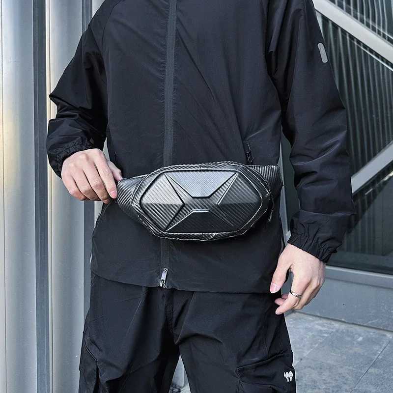 Fi Carb Fiber Textured Mens Ch Bag Designer Cycling Waist Bag Cool Street Wear Sling Crossbody Bags for Men Pouch Bag Y250724