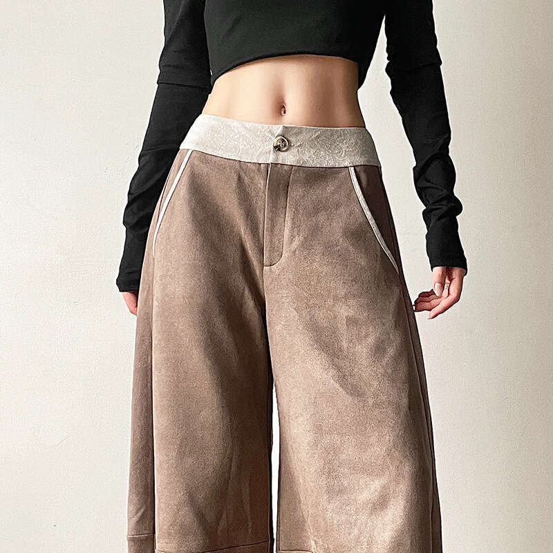 2024 Autumn New Women's Solid Color Loose Street Fashion High Waist Casual Straight Wide Leg Pants 60f