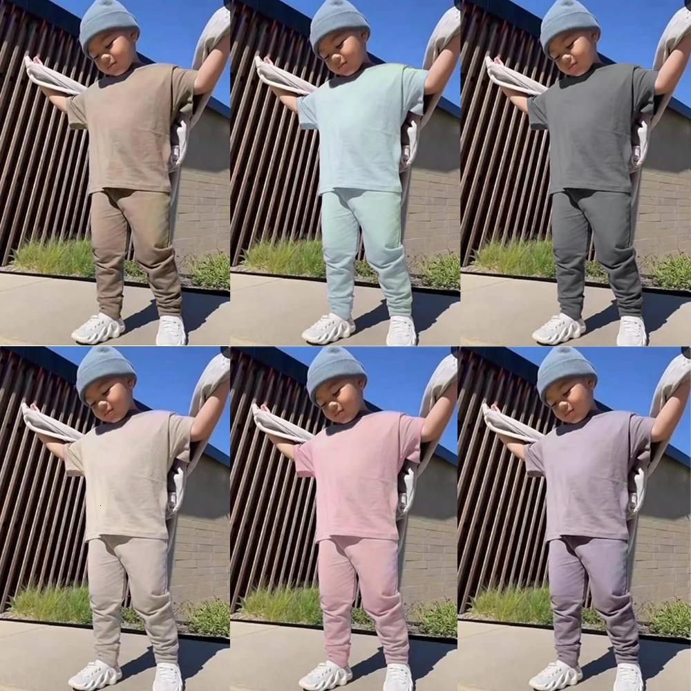 Essential Summer Baby Girls Clothes Children Clothing Set Boys Top Pullover SweatshirtPants Tracksuit Sets For Kids Costumes 250725