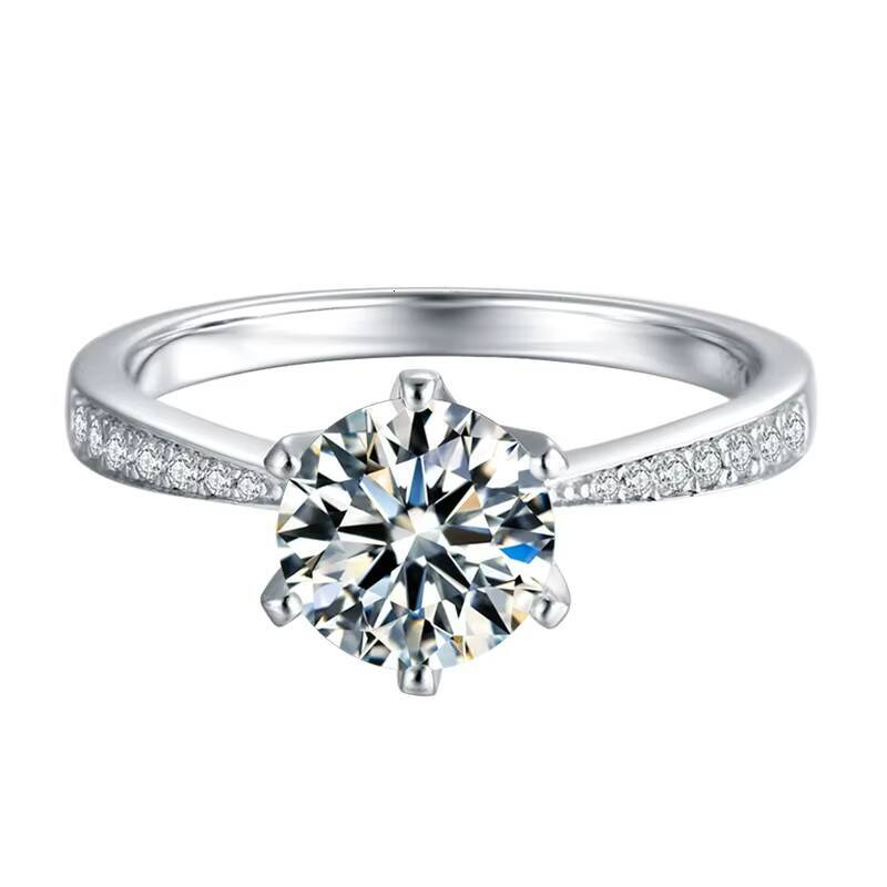 S925 Sterling Silver Ring VVS1 Moissanite Diamond Ring White Gold 1ct 2ct Moissanite Ring With GRA Certificated