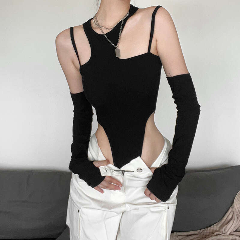 2022 Autumn New Women's Solid Color Slim Street Fashion Strap Sexy Sleeveless Jumpsuit 790