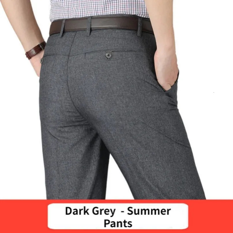 Summer Thin Suit Pants Mens Straight Casual Classic Business Autumn Thick Stretch Trousers Fashion Male Clothes KOACUS 250725