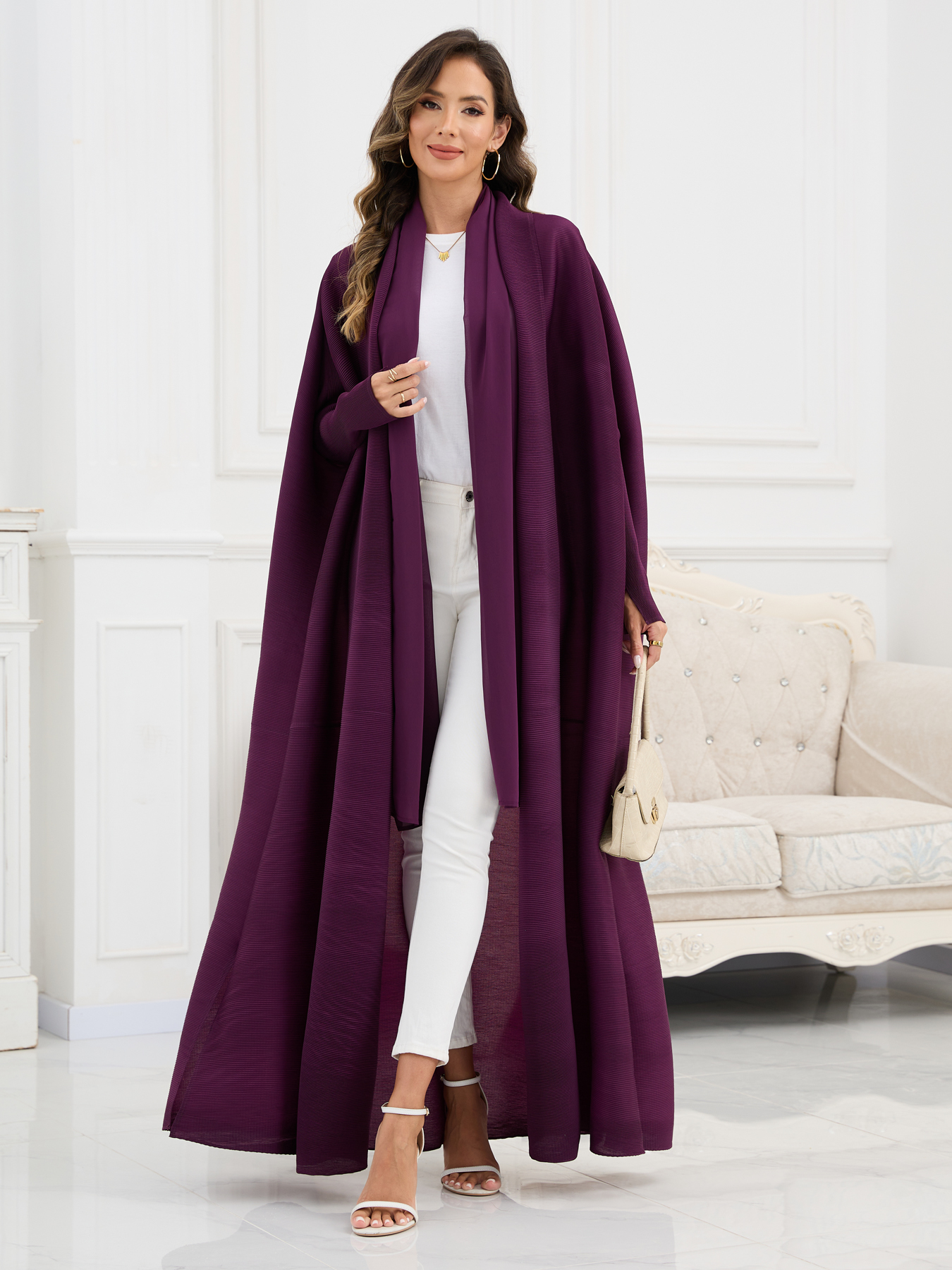 Ethnic Clothing Ethnic Dress - Vibrant Cultural Apparel for Festivals The elegant and loose cardigan with an Arabian style for ladies is trendy NZ003