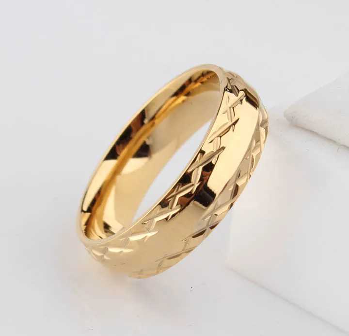 Golden lace wedding ring mens 6mm pattern stainless steel couple promotion jewelry wholesale W250417