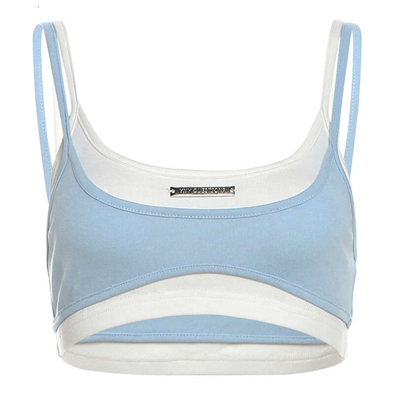2024 Summer New Women's Solid Color Slim Street Fashion Camisole Two-Piece Sports Vest e55