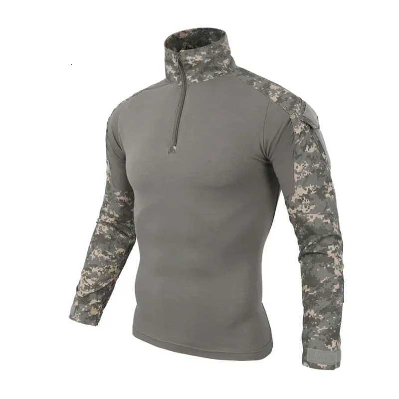 Mens Outdoor Tactical Hiking T-ShirtsHunting Camouflage Long Sleeve Hunting Climbing ShirtMale Breathable Sport Clothes Y250724
