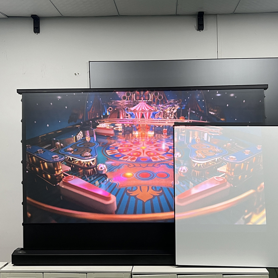 New Listing Electric Floor Up Screen 72 84 92 100 120 ALR Black Diamond Ambient Light Rejecting for Standard/Long Projector
