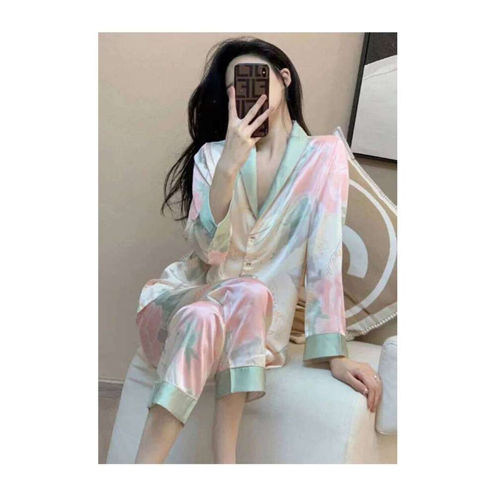 Designer Leisure High Quality 2 Piece Silk Satin Pama Set Homewear Women's Sleeping Pamas Girls Clothes women pamas Long