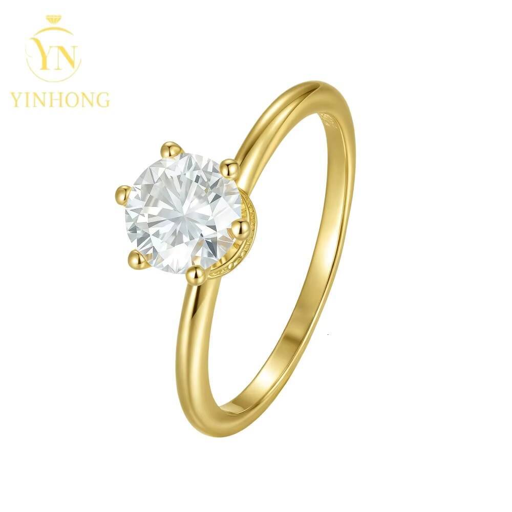 18k Gold Plated Fashion Silver Jewelry 1ct Moissanite 925 Sterling Silver Ring