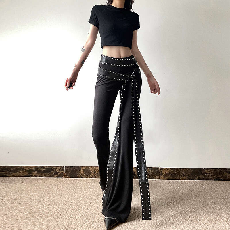 2024 Summer New Women's Solid Color Slim High Waist Street Fashion Casual Straight Flared Pants 23a