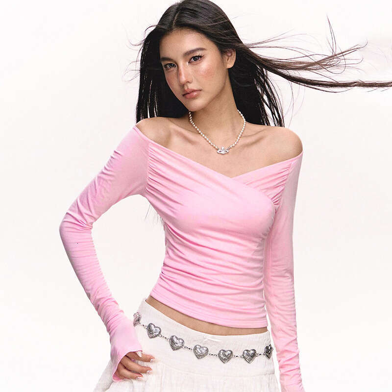 Qtp569 Women's Autumn New Solid Color V-Neck Two-Way Sexy Long Sleeve T-Shirt Top For Women B5