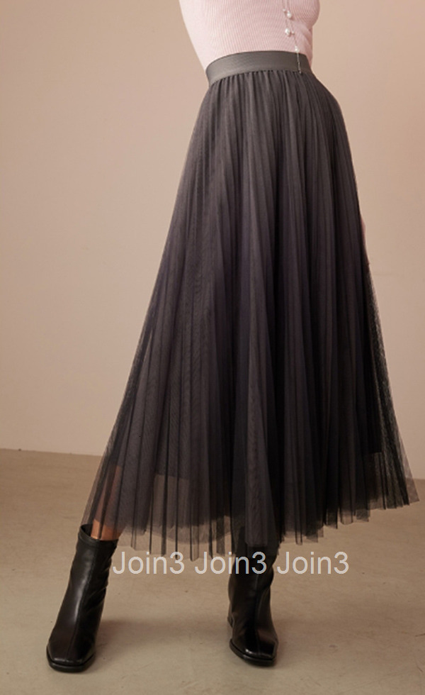 Summer New Mesh Half Skirt Fashion Slimming Pleated Skirt Elegant Mid-Length Skirt 1647