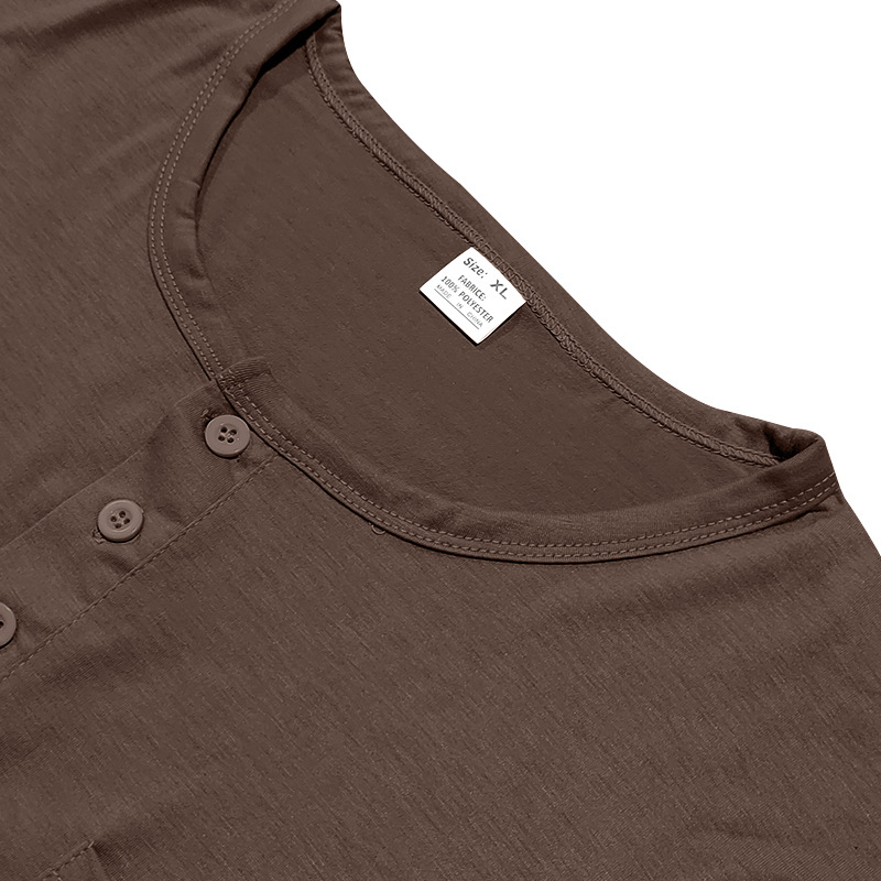 Men's T-shirt Fashion Top Casual Henley Shirt Long Sleeve Hardman Style Men's Breathable Quick Drying Patch Bag T-shirt Men European size: S