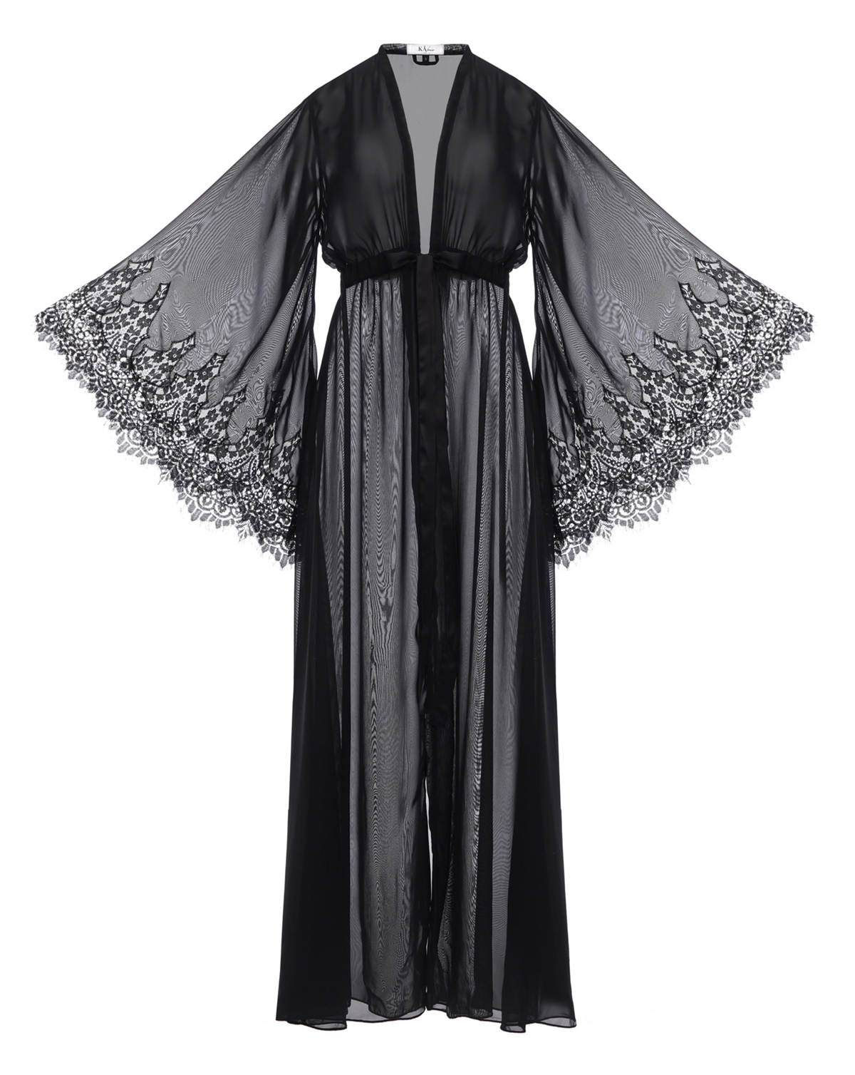 Sexy Women's Sleepwear V Neck Long Sleeves Lace Trim Premium Appliques Black Lady Party Resort Wear Customized