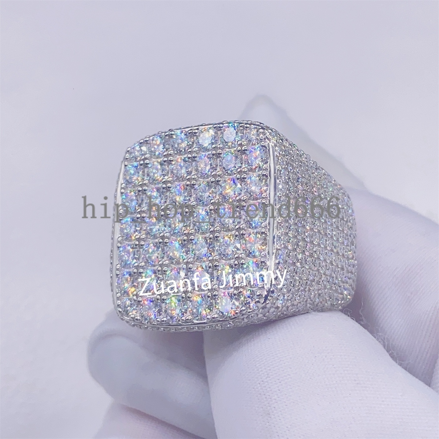 Fashion Jewelry Hip Hop Ring 14k Gold Plated White Gold Plated 925 Silver with Vvs Moissanite Pinky Ring for Man