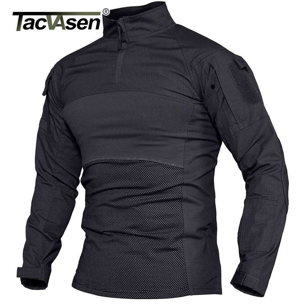 TACVASEN Mens Work 1/4 Zip Long Sleeve Outdoor Fishing Hiking Shirts Casual Pullover Tops Wear-Resistance Male