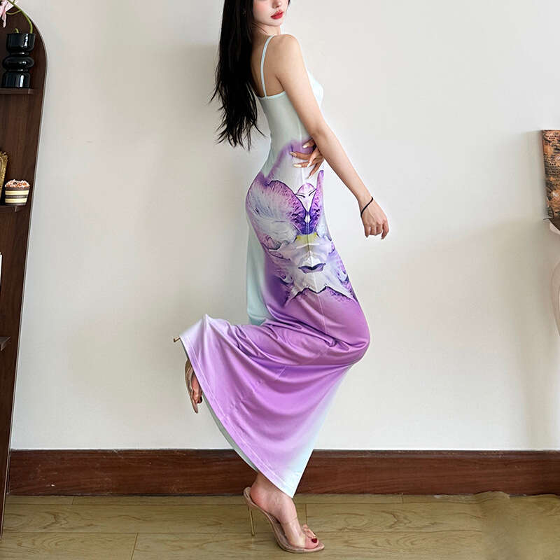 2025 Spring New Women's Solid Color Slim Fit Fashion Off-Shoulder Strap Sleeveless Dress 98e