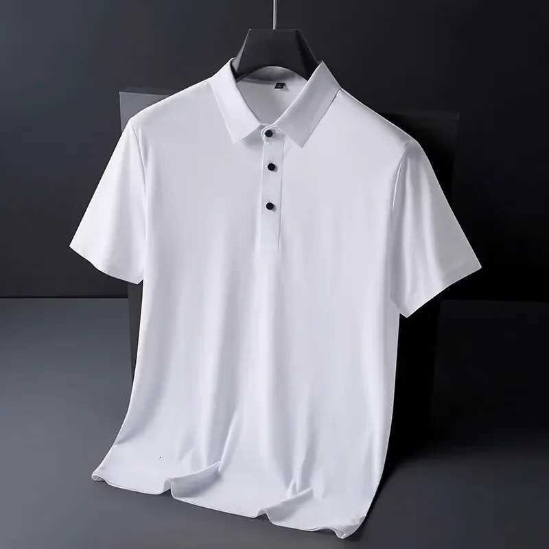 Summer Ice Silk Polo Shirt High-End T-Shirt Solid Color New Half Sleeve Non-Marking Casual Lapels Business Thin Menswear 2025 XJ250725