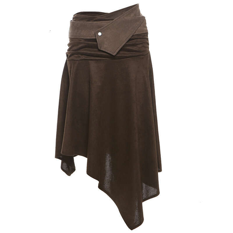 2024 Autumn New Women's Fashion Solid Color Loose Street Style High Waist Irregular Skirt 723