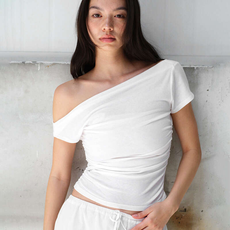 Ytp294 Women's Summer New Solid Color Sleeveless Asymmetrical Off-Shoulder Sexy Top B5