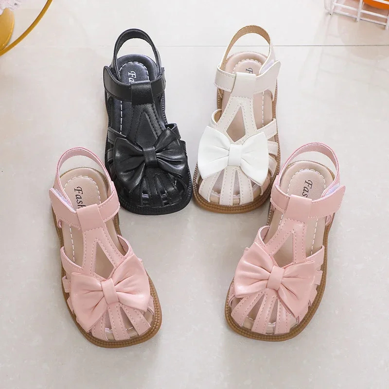 Cute Girls Sandals Bow Peeptoe Soft Hook Loop Beige Kids Princess Shoes Casual Children Nonslip 250725