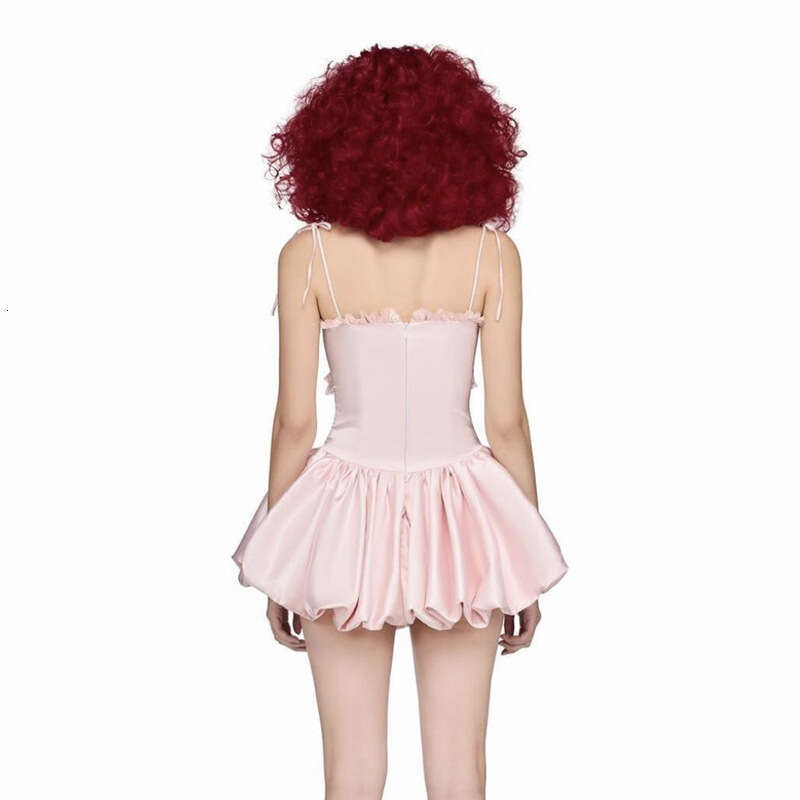 2024 Autumn Winter New Solid Color Sexy Strap Bow Tie Slim Dress 0c8