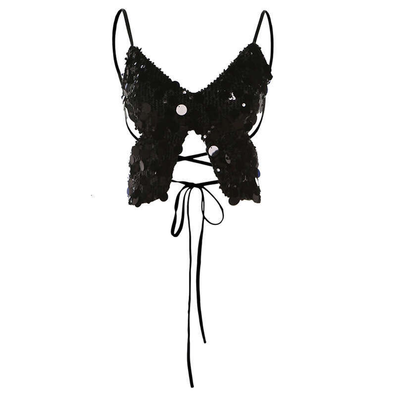 2024 Spring Summer New Women's Fashion Sexy Butterfly Sequin Camisole Tank Top 35b