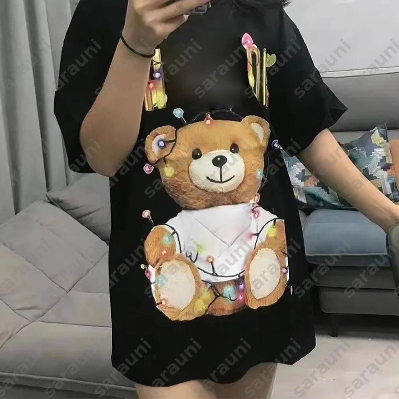 Designer Women Clothes T Shirt Designer Summer Graphic Tee Bear Print Tee Short Sleeved T Shirt Womens Half Sleeve Trendy Cute Bear Tee Womens Shirt Tshirts