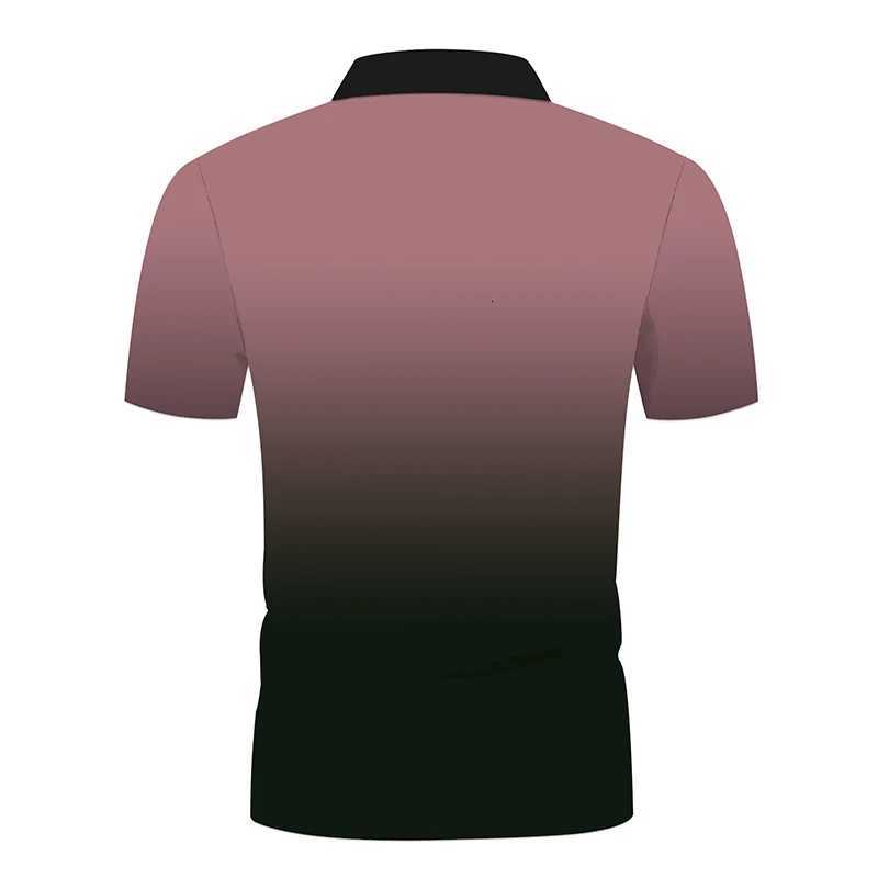 Men Clothes Summer Slim Fit Short Sleeve Fashion Gradient Color Lapel Polo Shirt Men Fashion Golf Zipper Tops Comfortable Polo XJ250725