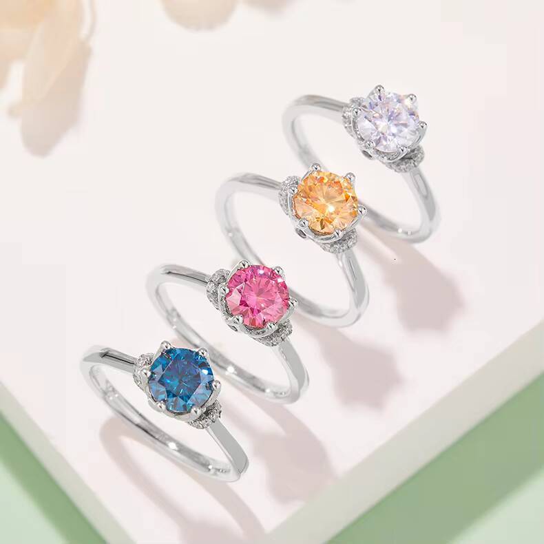 2024 Hot Sale 925 Sterling Silver D Color VVS Moissanite Diamond Rings for Women Exclusive Collection