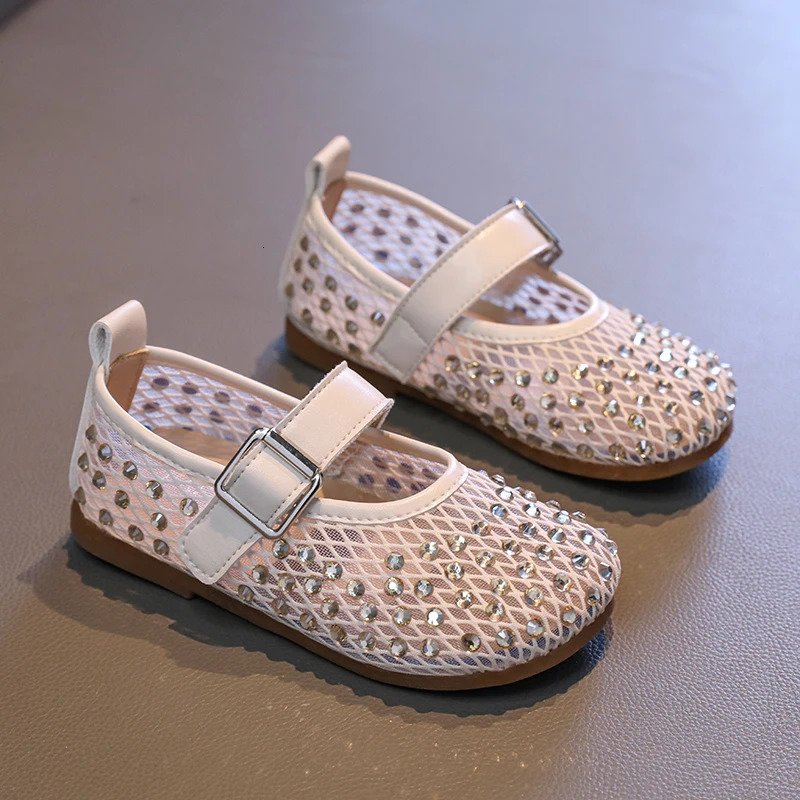 Kids y Shoes Summer Girls Casual Soft Bottom Childrens Fashion Dress Flat Rhinestone Versatile Soft 250725