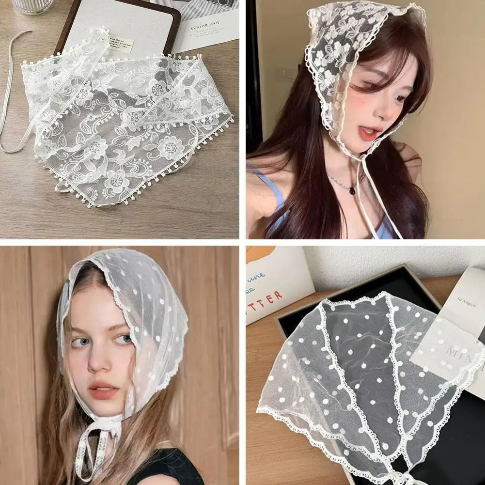 Lace Triangular Scarf Hair Band Headscarf Veil Belt Ribbon Edited Hair Band Accessories Korean Girl Women Kerchief 250723