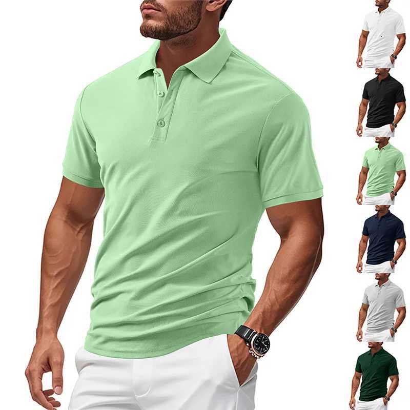 2025 New Summer High-end Mens Business Polo Shirt Breathable Solid Color Simple Loose Summer Casual T-shirt Top XJ250725