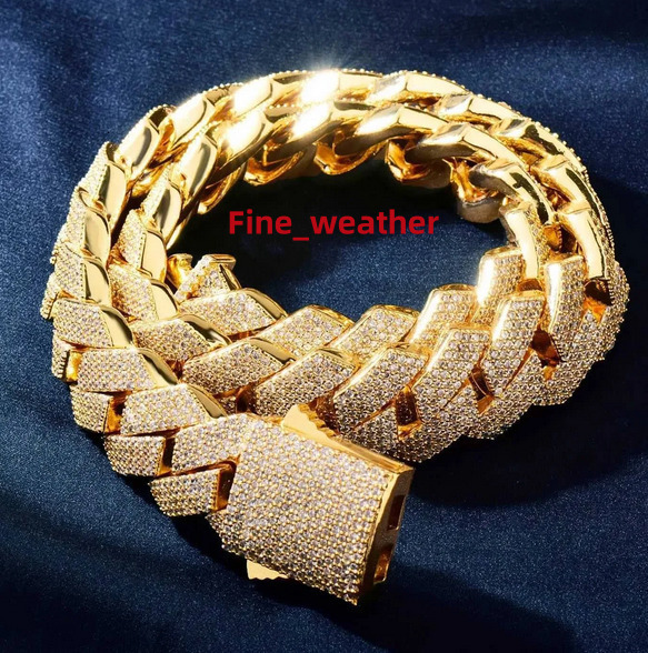 Luxury 925 Sterling Silver Miami Cuban Link Chain Custom Moissanite round Brilliant Cut Diamond Necklace for Men