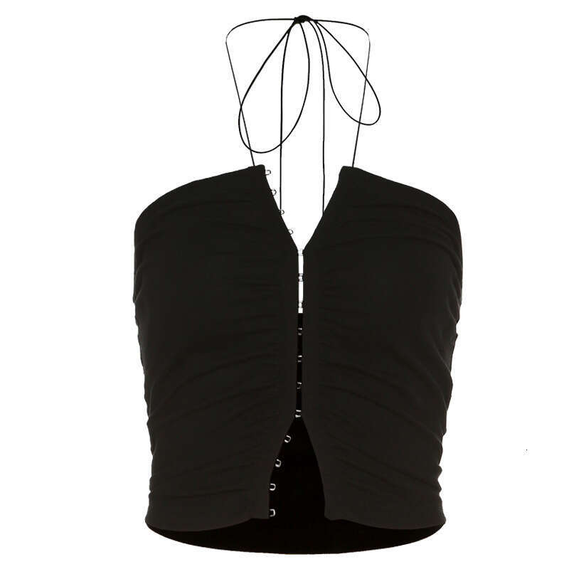 2022 Autumn New Women's Solid Color Slim Fashion Halter Neck Tie Sexy Backless Tank Top ff5